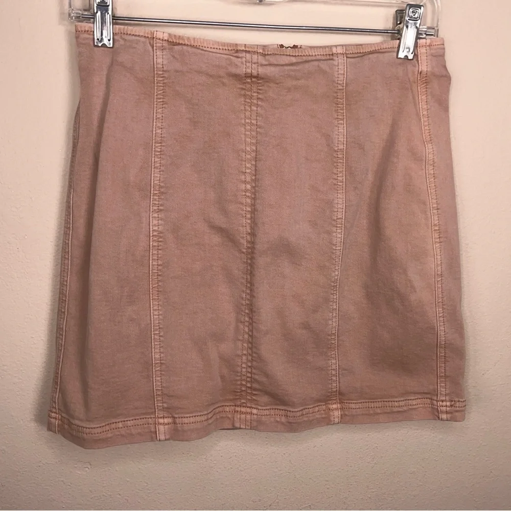 Size 28 Kendall And Kylie Peach Pink Denim Stretch Skirt Mini Zip Closure